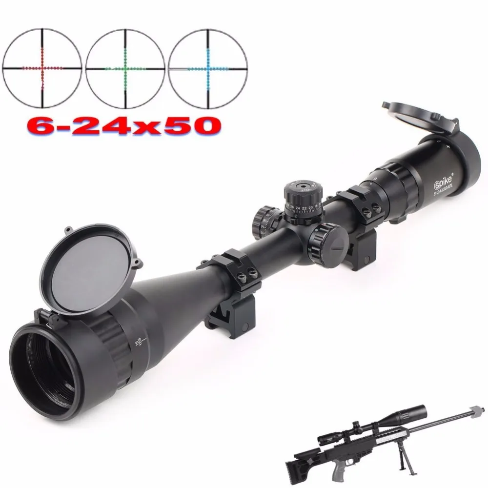 

6-24X50 Precise Red Green Dot Sight Scope Illuminated Optics Rifle scope Front And Rear Sights Hunting Riflescope For Airsoft