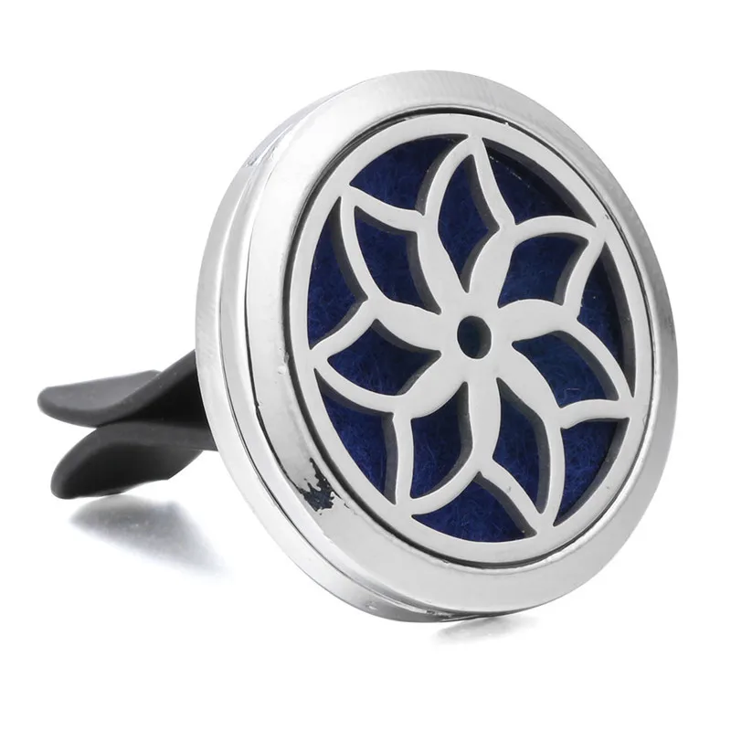 

30mm Car Clips Freshener Stainless Steel Essential Oil Perfume Diffuser Locket Random Send 1pcs Oil Pads as Gift YC115