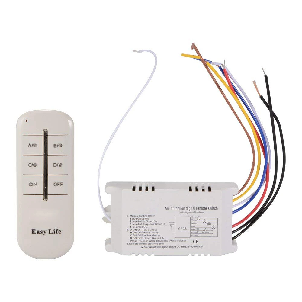 

4-Channel Light Digital Wireless RF Remote Control Wall Switch Receiver Lamp Power Home Electric Appliance AD198
