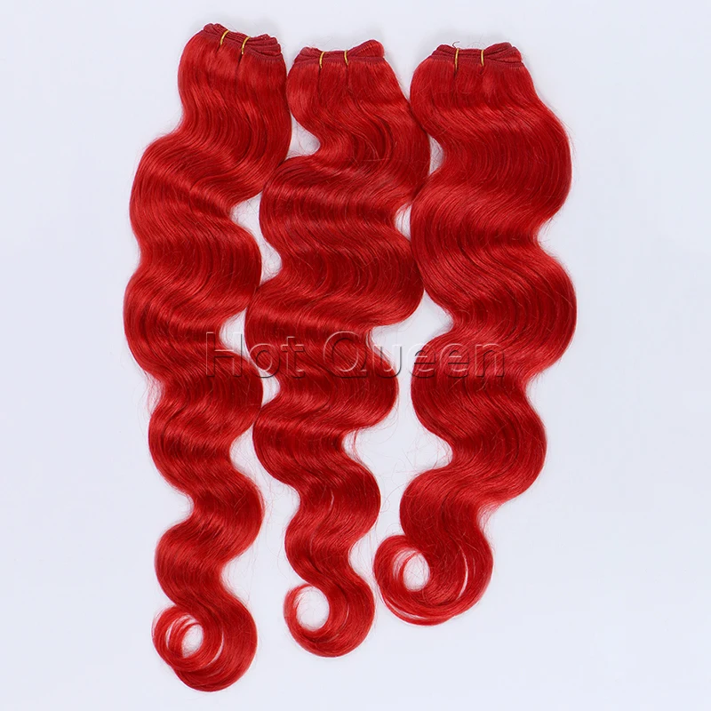 

6A Red Brazilian Virgin Human Remy Hair Weave Bundles Body Wave Double Weft Hair Weaves 3 PCS Hair Bundles