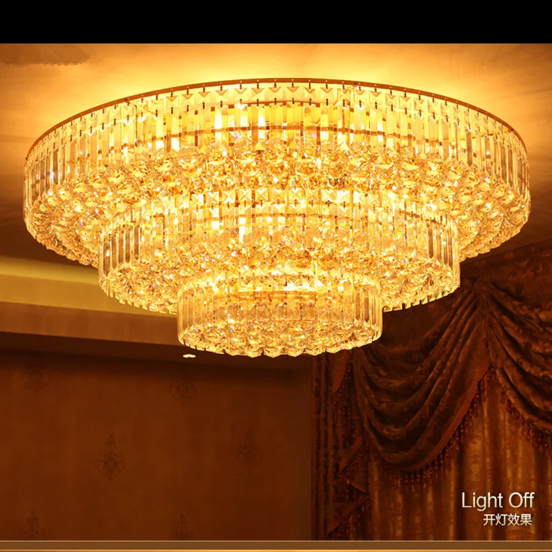 

Living room crystal lamp Bedroom crystal lamp Golden round LED ceiling lamps cake lamp LED lighting fixture gold ceiling fixture