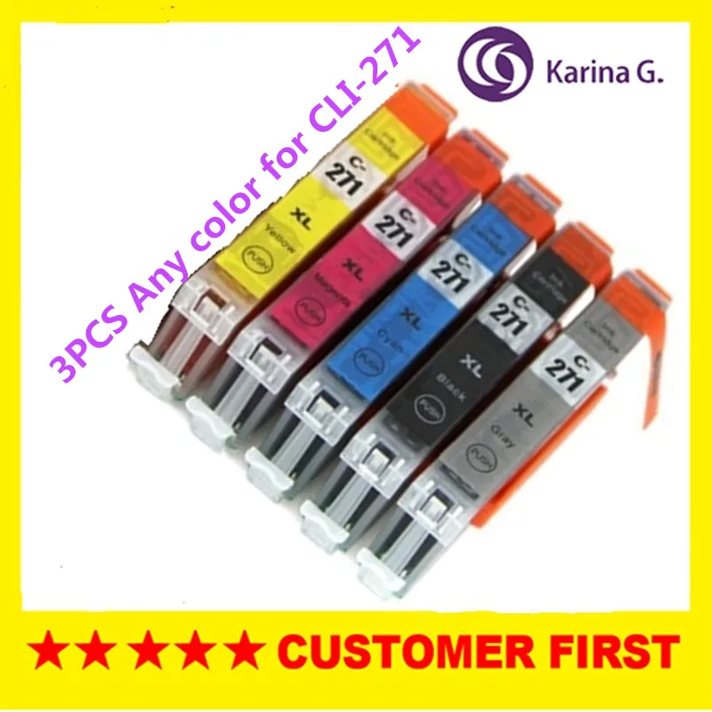 3PCS Any Color ink Cartridge for Canon CLI 271 CLI271 CLI 271 For PIXMA MG5720 MG5721 MG5722