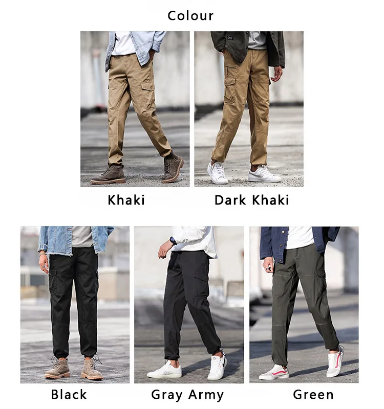 zíper streetwear calças do exército carga calças