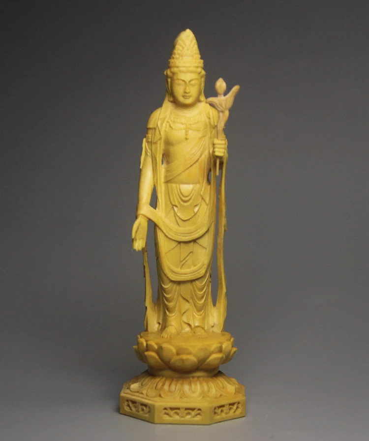 

Guan Yin Wood Crafted Sculpture, Tibetan-Inspired Buddha Statue, Masterpiece Ideal for Home and Sacred Spaces Decoration