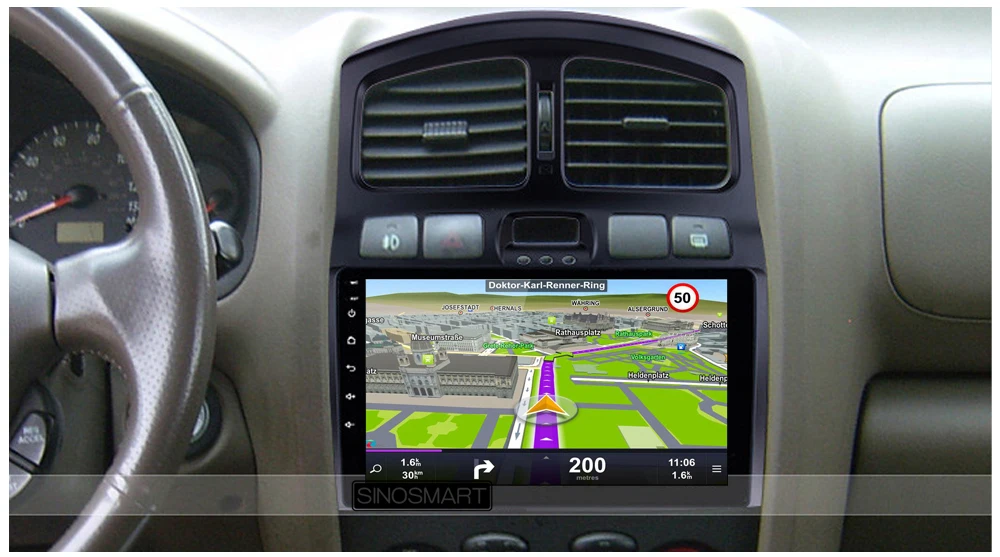 SINOSMART 2.5D IPS экран 1G/2G автомобильная навигация GPS плеер для Hyundai Classic Santa Fe 32EQ DSP 4G слот