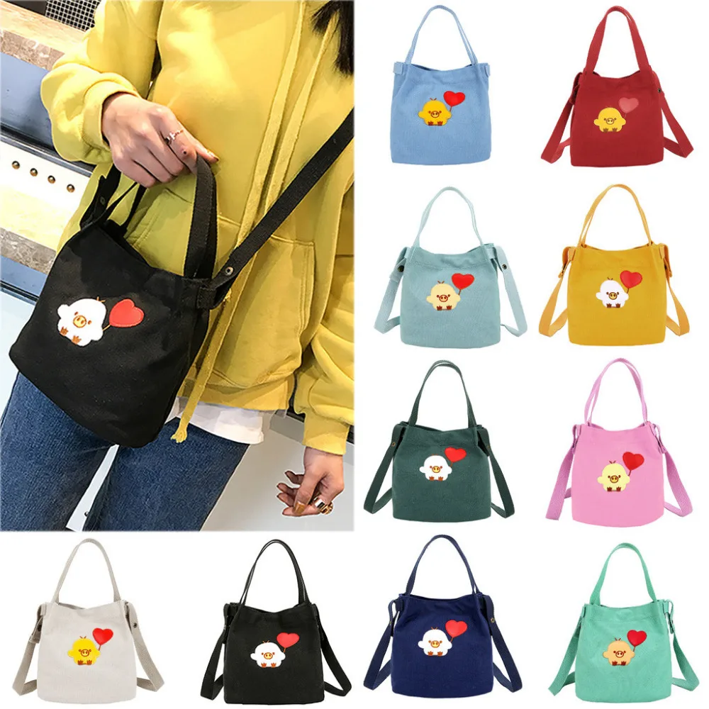 

Fashion women's bag canvas wild bag cartoon printing shoulder Messenger bag shopping bag small square Dropship Y507