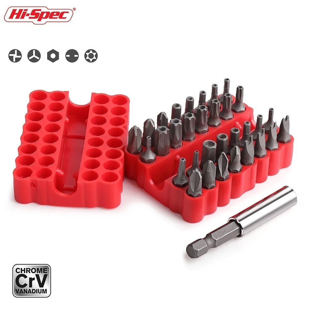 

Hi-Spec 33pc Security Screwdriver Bit Set Tamper Proof Torx Hex Star Spanner Screwdriver Bits Set Extension Magnetic Bit Holder