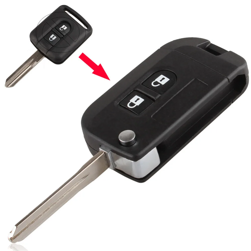 Складной чехол с двумя кнопками для дистанционного ключа Nissan MICRA NOTE NAVARA|2 buttons key
