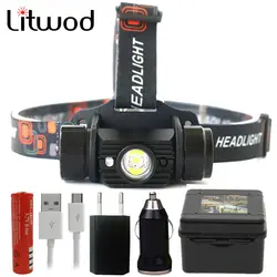 Litwod Z209011 светодиодный налобный фонарь Мини ИК Сенсор фар индукции Usb Перезаряжаемые Велосипед фонарь для верховой езды Фонарь налобный