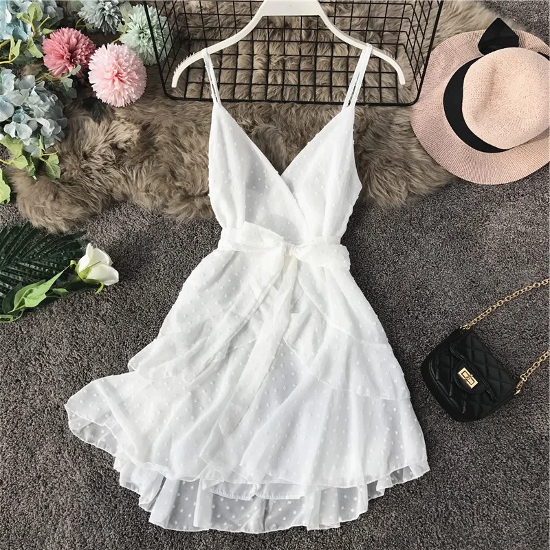 Женское пляжное платье ALPHALMODA Пляжное Платье с открытой спиной и поясом для
