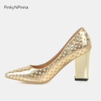 

women snake skin pattern pumps patent leather low cut golden super high square heels designer top quality wedding party shoes