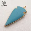 FUWO Wholesasle 5Pc Turquoises Arrowhead Pendant,Golden Plated Bohemia Jewelry Accessories For Necklace Making PD017 1