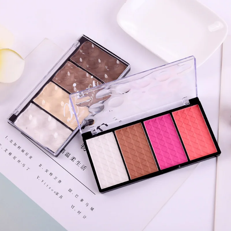 4 Colors Face Shimmer Matte Contour Palette Highlighters V Face