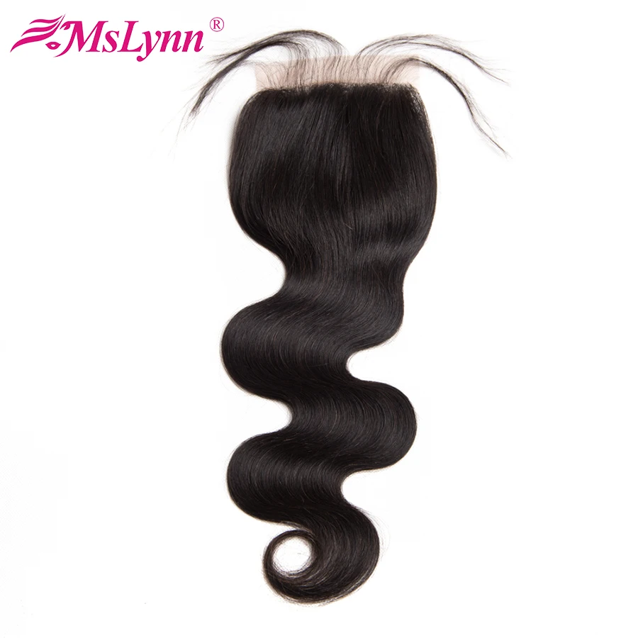 

Body Wave Lace Closure 4x4 Human Hair Closure With Baby Hair Closure Brazilian Hair 8"-22" Remy Natural Color Mslynn Hair