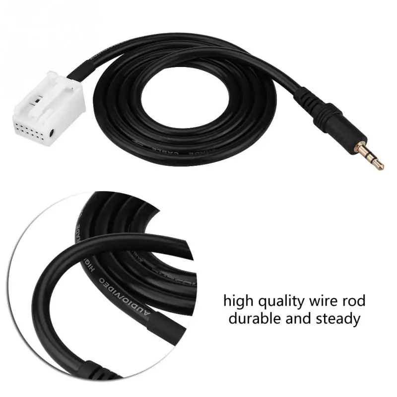 3.5mm Male AUX Stereo Audio MP3 Player Input Adapter Cable for Peugeot 307 408##