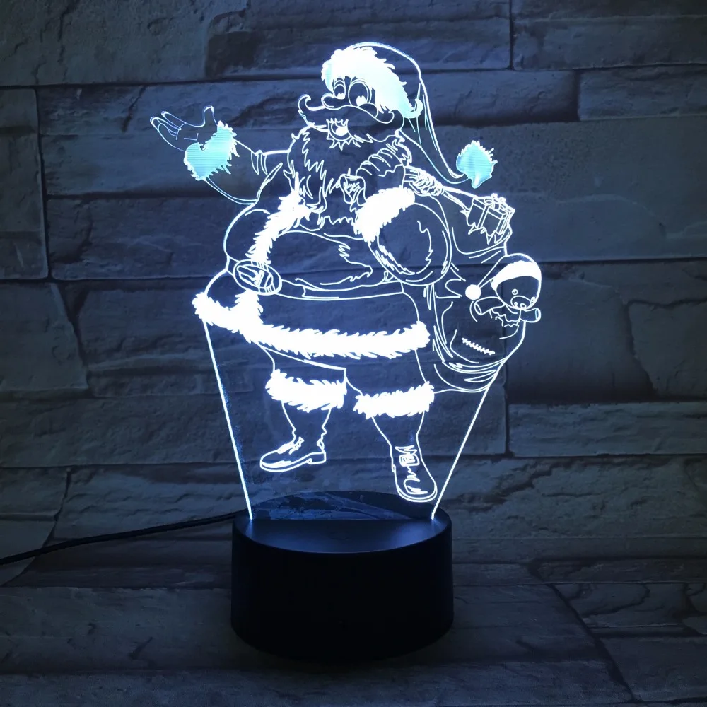 Рождество подарок Санта Клаус 3D LED USB ночник энергосберегающие настольные лампы