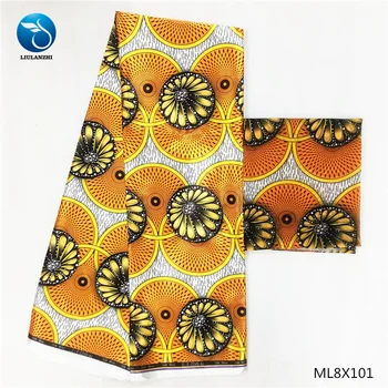 

LIULANZHI silk fabric prints wax african 6 yards 2019 ankara silk wax free shipping ML8X101