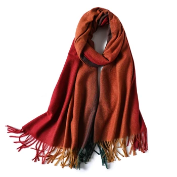 

Gradient Color Winter Scarf Women Thick Warm Neck Scarves Women Tassels Cashmere Blanket Long Large Pashmina Femme Shawls Wraps