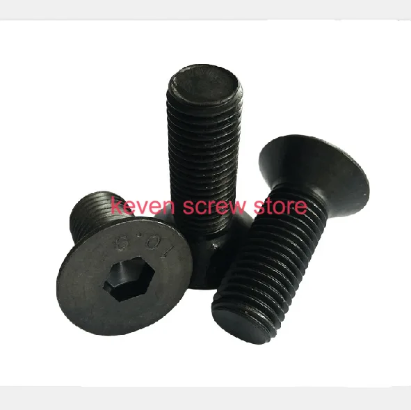 

Free Shipping 30pcs M6x40 mm M6*40 mm flat head countersunk head black grade 10.9 Alloy Steel Hex Socket Head Cap Screw