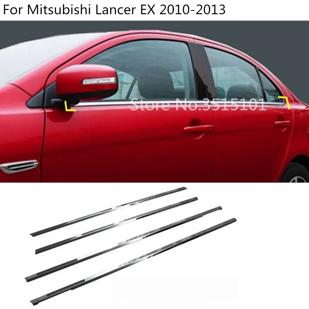 

Car cover stick stainless steel glass window garnish pillar column trim 4pcs For Mitsubishi Lancer EX 2010 2011 2012 2013