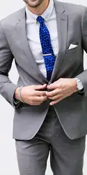2017 серый костюм джентльмена 2 шт. Свадебное Пром ужин Костюмы для Для мужчин индивидуальный заказ дружки наряд Best мужской костюм (куртка +