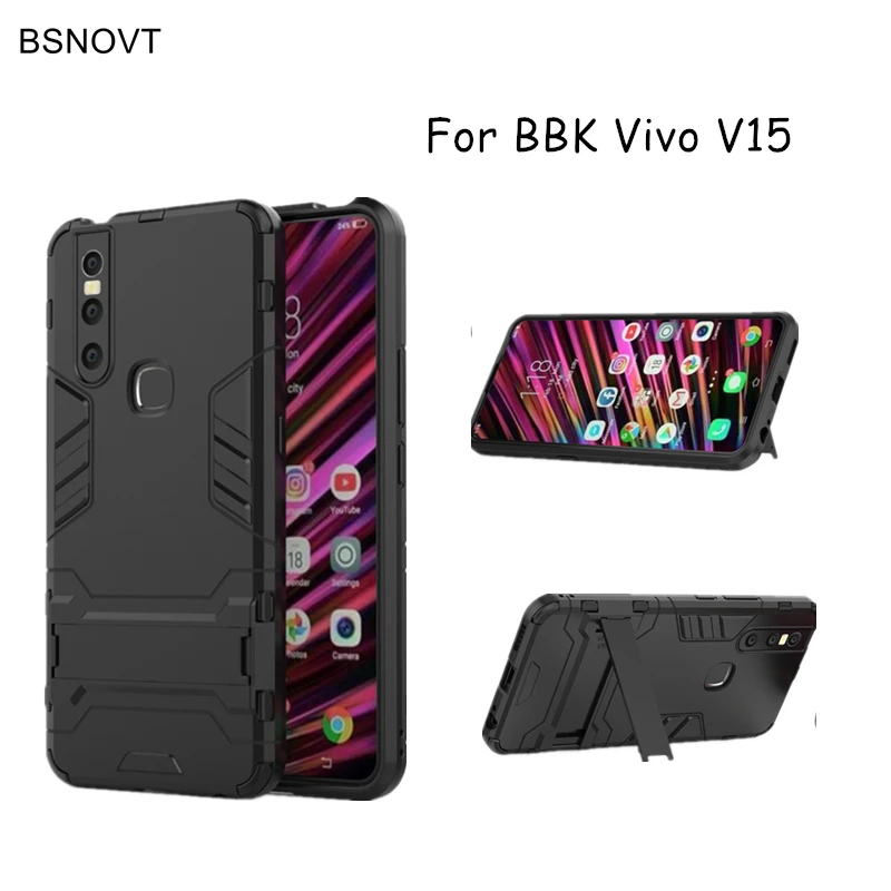 Vivo V15 Phone Case Cover Soft Silicone + Plastic Kickstand Back For BBK Fundas Coque 6.53&quot |
