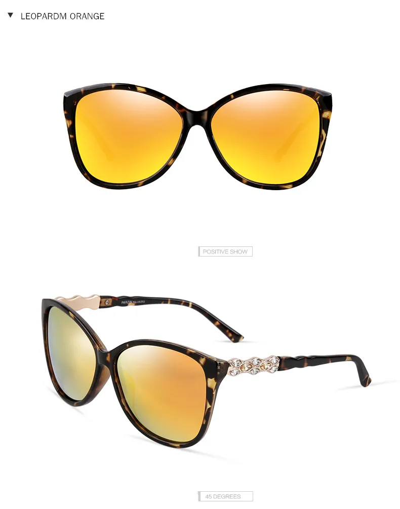 PARZIN Поляризованные солнцезащитные очки Женщины Элегантный Rhinestone Солнцезащитные очки Женщины Солнцезащитные очки+ Упаковка Черный 9531