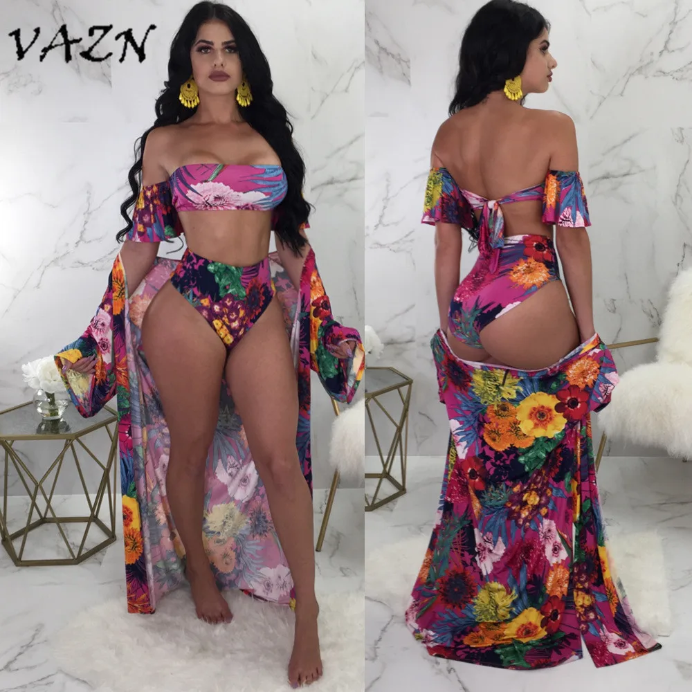 Vazn Горячая Модные Популярные Лето Для женщин пикантные комплект из 3 предметов Корректирующие боди для женщин печати слэш Средства ухода за кожей Шеи пикантные мыс пляжное Корректирующие боди для женщин b6068