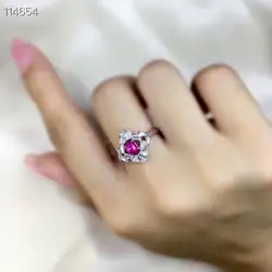 [MeiBaPJ чистый натуральный Мьянма Unburnt рубин кольцо с драгоценным камнем Мода цветок кольцо для женщин Настоящее серебро 925 проба ювелирные