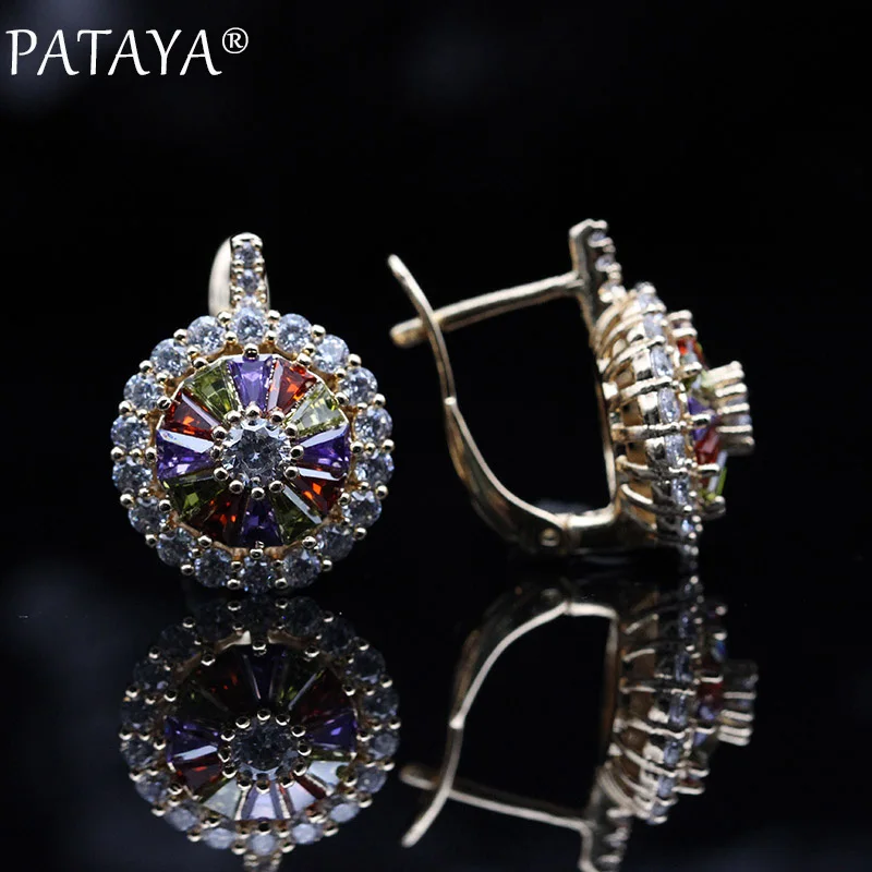 PATAYA New Original Design 585 Rose Gold Luxury Micro-wax Inlay Natural Zirconia Dangle Earrings Women Wedding Earring Jewelry - Image 5