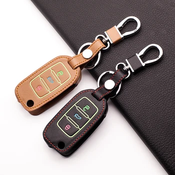 

Luminous Genuine Leather Car Key Cover for Volkswagen Jetta Tiguan Passat POLO Golf For Skoda A5 car keys accessories shell