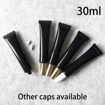 

30ml Black Plastic Squeeze Bottle 30g Makeup Facial Hand Lotion Cream Butter Packaging Soft Containers Free Shipping