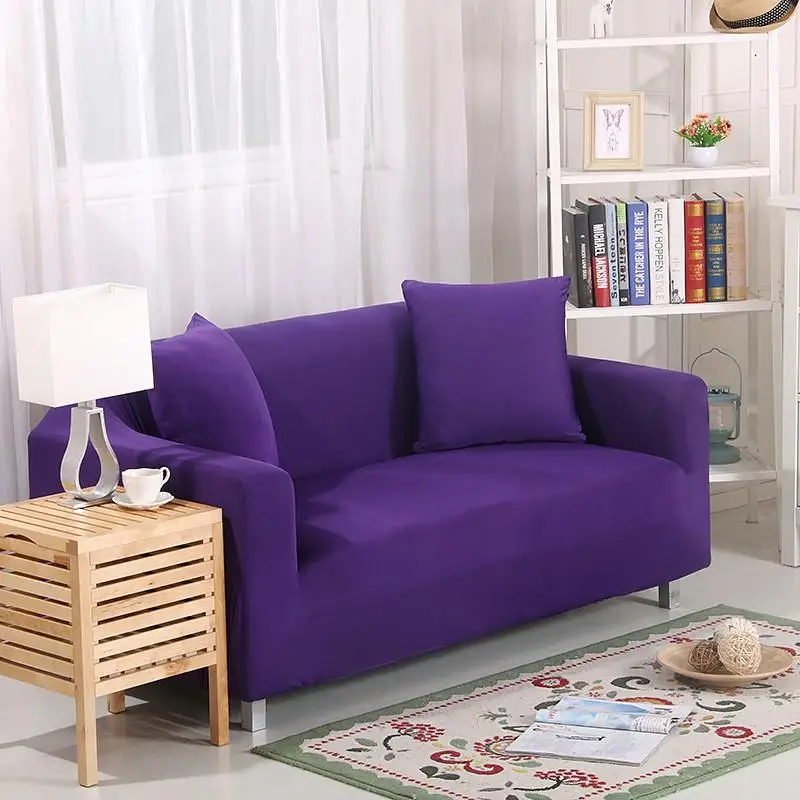 New Purple Solid Simple Stretch Sofa Protector Cover for Living Room