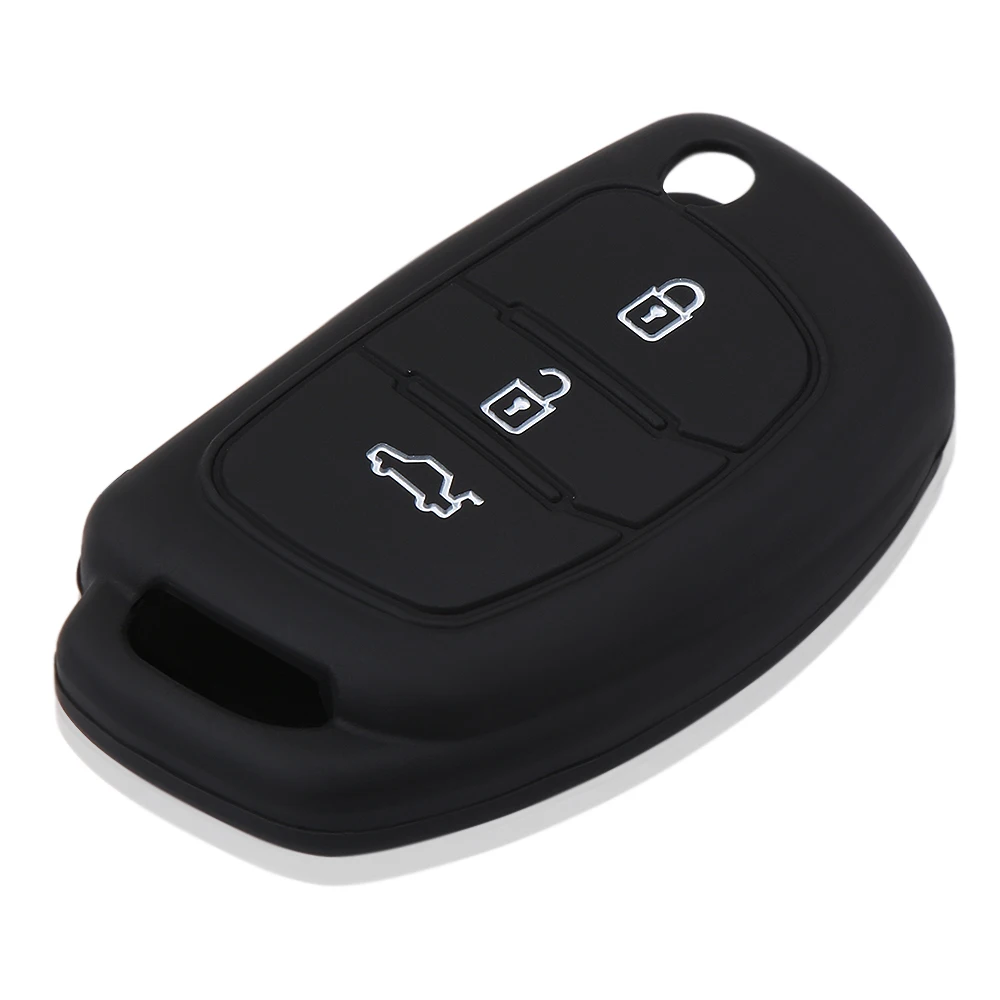 3 Buttons Flip Folding Silicone Car Key Cover Case Fit for Hyundai i10
