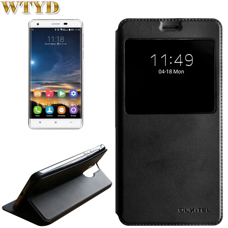 OUKITEL K6000 Pro Case Cover Protector Shell Horizontal Flip Solid Color Leather Case with Call Display