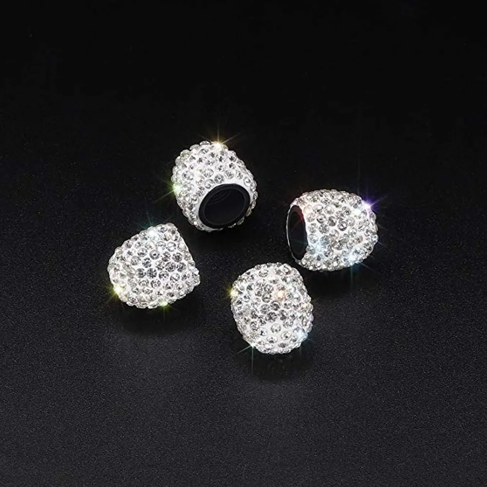 4PCS Crystal Rhinestone Car Tire Valve Caps Diamond Shining Dustproof