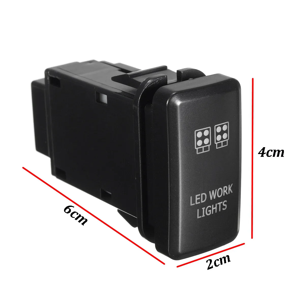 12V Red LED Work Lights Push Button Switch for Toyota Fortuner Hilux Tacoma 2005-2011