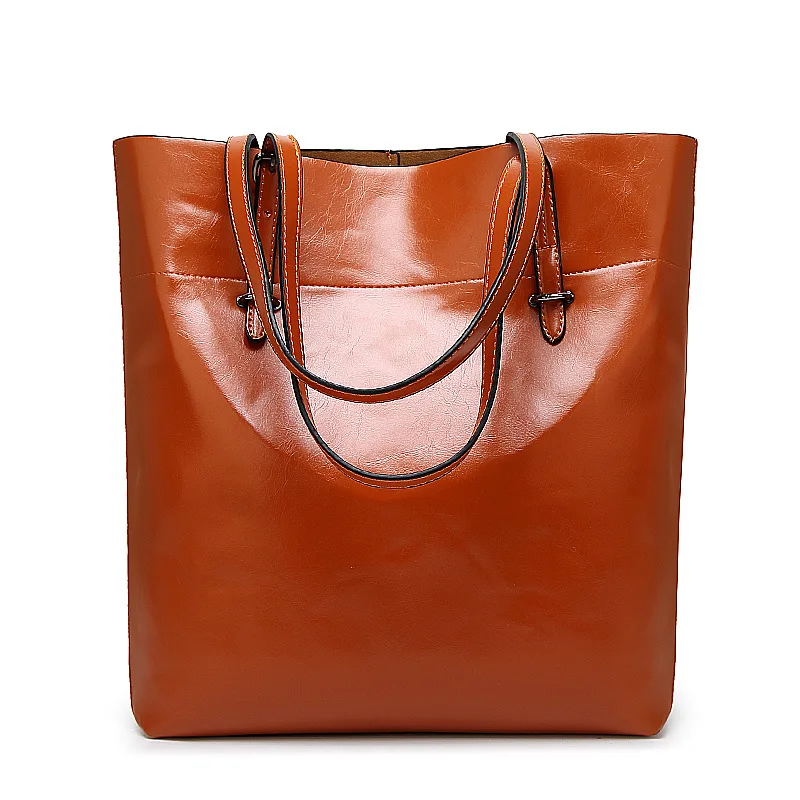

Free Shipping 2019 Long Style Oil Wax Leather Tote For Female New Spring PU Leather Shoulder Bag Luxury Clutch Bag Bolsa Feminin