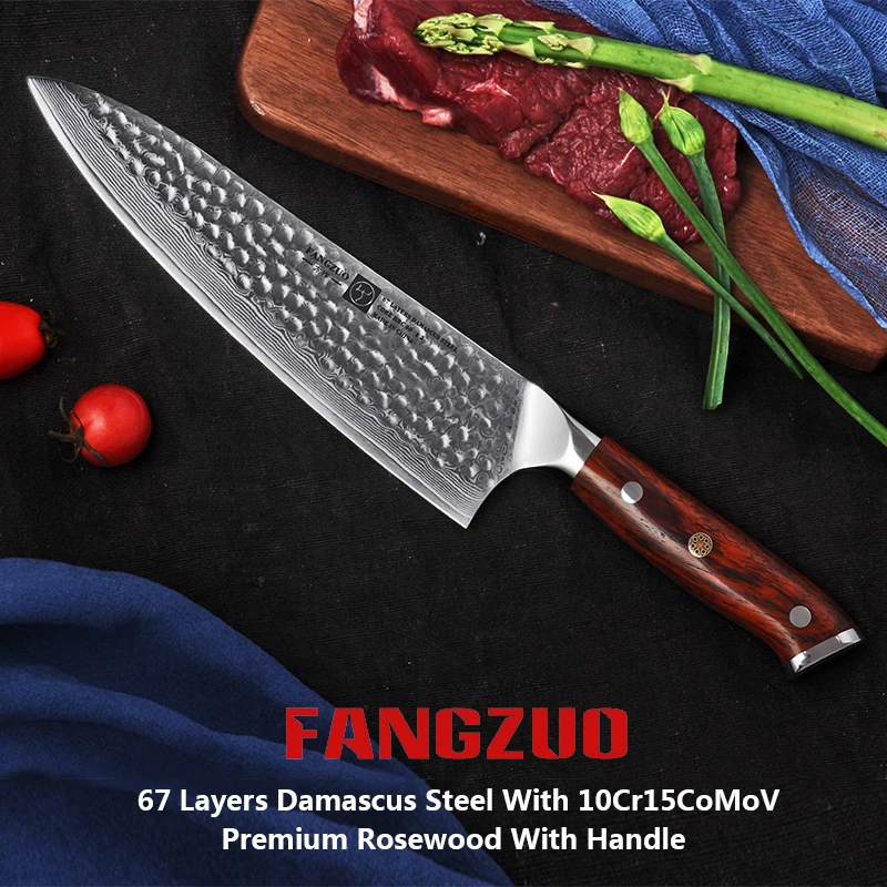 Нож шеф повара FANGZUO японские высокоуглеродистые кухонные ножи 8 дюймов VG10 67 слоев