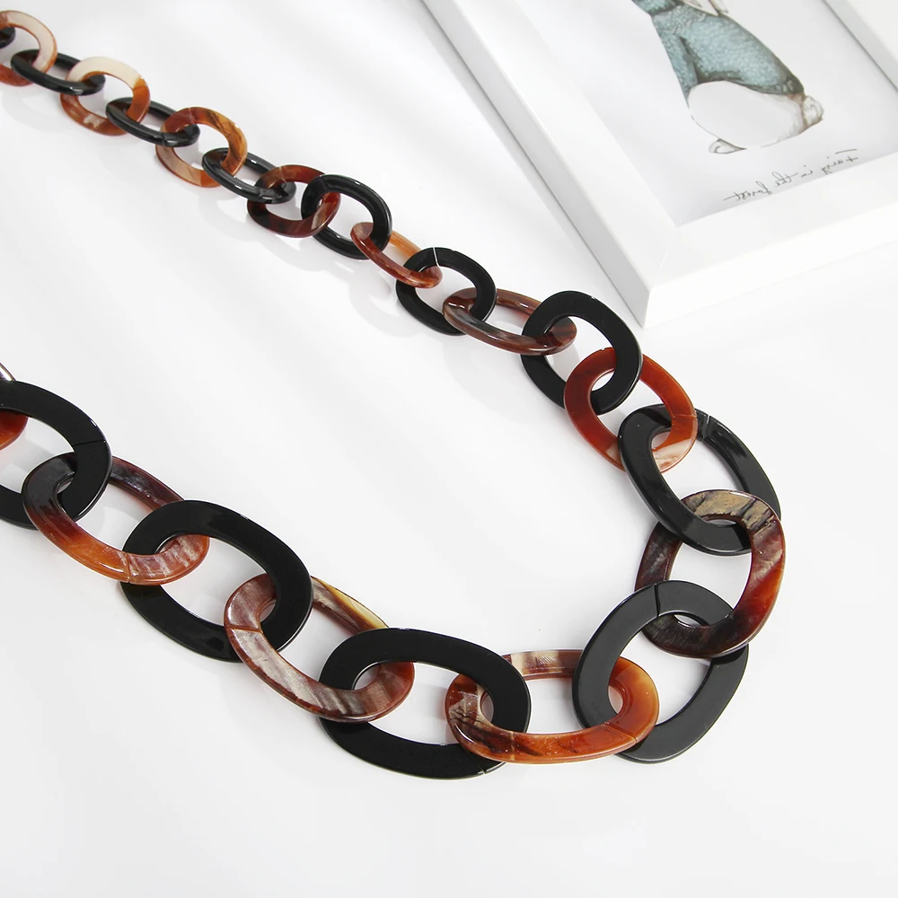 FishSheep Мода большая длинная цепь акриловое ожерелье для женщин круглая смола звено Подвески на цепочках и ювелирные изделия-ожерелья