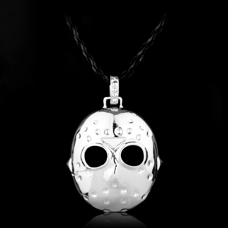 

Silver Plated America Horror Movie Friday the 13th Jason's Hockey Mask Pendant Necklace Men's Halloween Masquerade Party Gift