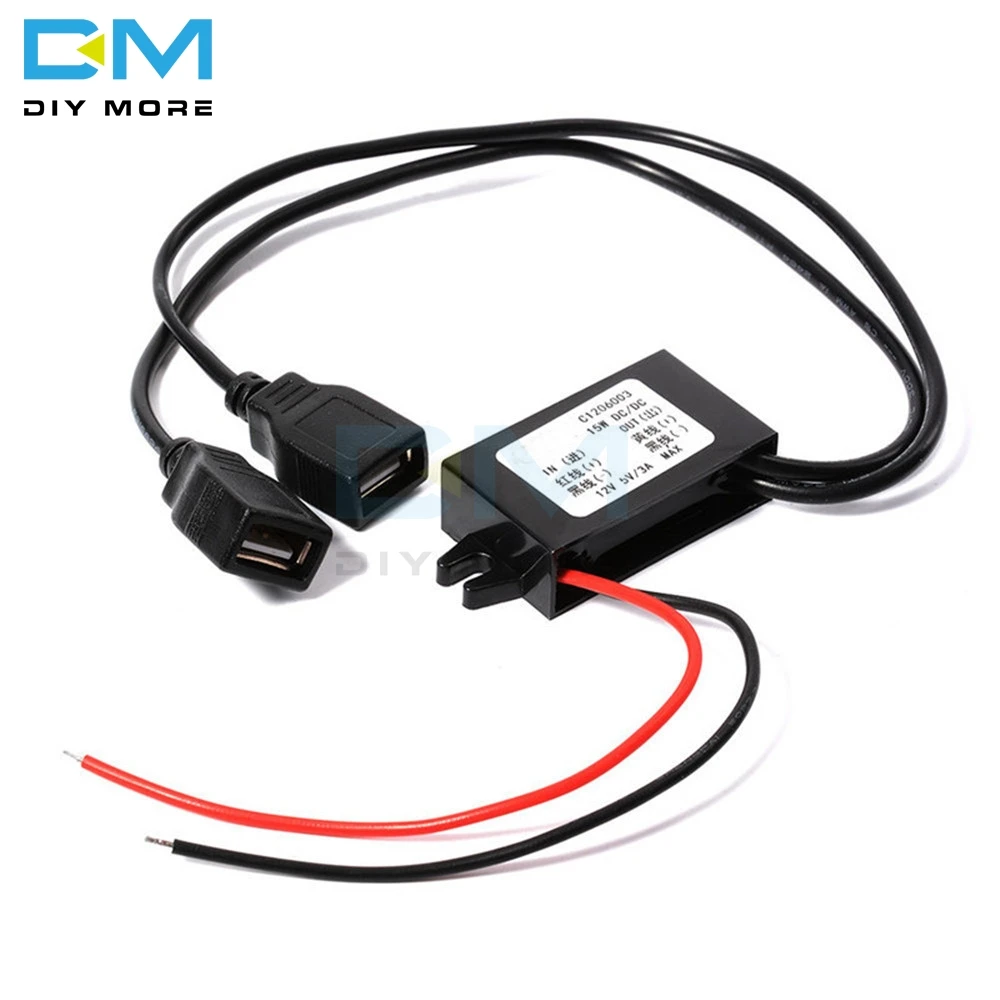 

DC-DC Car Power 12V to 5V 3A 15W Converter Module Micro USB Step Down Power Output Adapter Low Heat Auto Protection