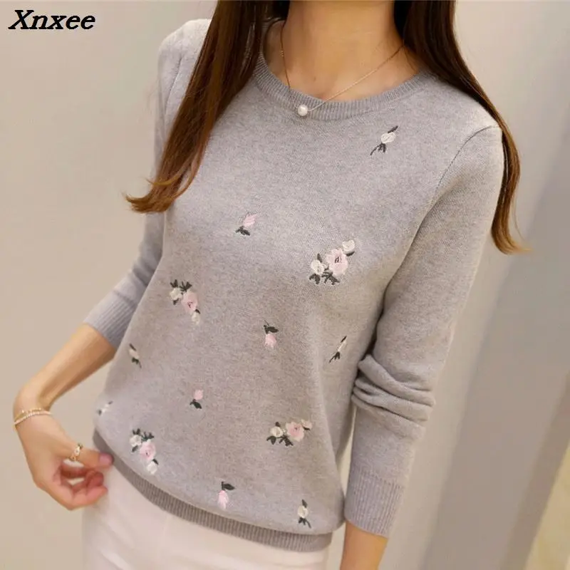 Xnxee 2018 Autumn Sweater Women Embroidery Knitted Winter Women Sweater And Pullover Female Tricot Jersey Jumper Pull Femme