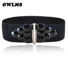 

Belts Free shipping new popular european female wide big resin acrylic gem elastic waist belt hip fashion wide cummerbund women