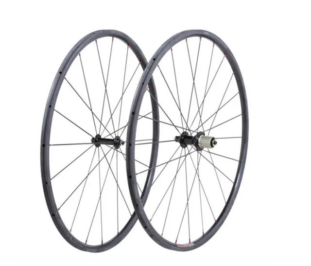 Cheap Carbon Road Bicycle Wheels Clincher 24 mm Depth 20.5 mm Width 3K/UD Glossy Novatec or Powerway Hubs Cheap Factory Bike Wheel set