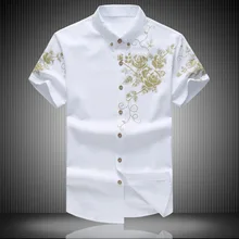 Брендовая одежда короткий рукав летнее платье рубашка Мужская s одежда цветочный принт camisa мужская рубашка 49