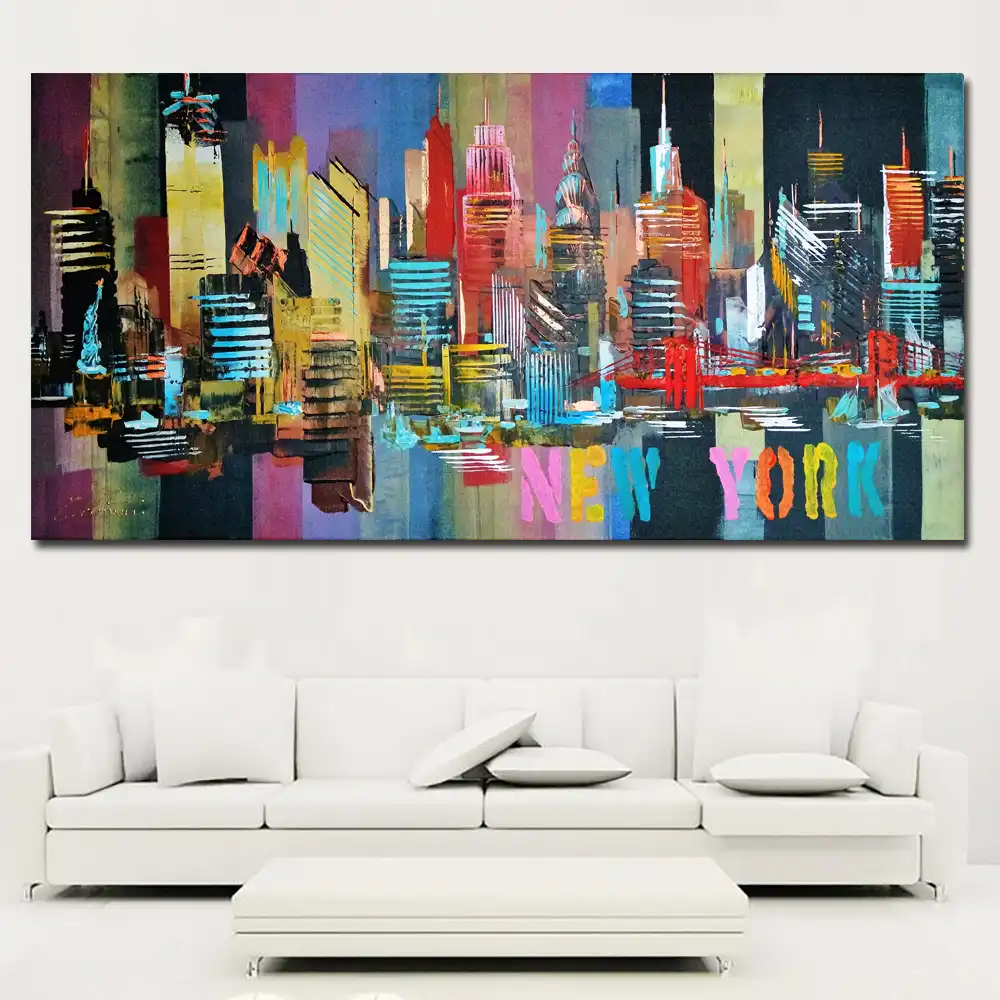 Ciudad De Nueva York Pintura Abstracta Lienzo Poster Pintura Para