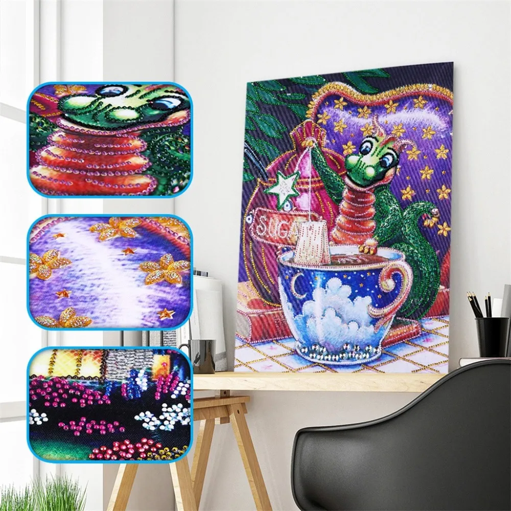

Special Shaped Diamond Painting DIY Partial Diamond Embroidery Cross Stitch Kits Dragon Pattern Crystal Rhinestone Serial Q4
