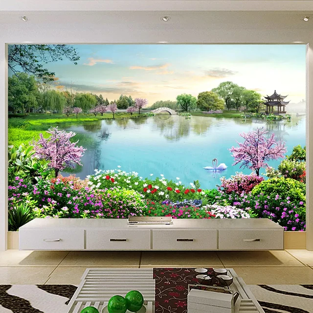 Custom Mural Wallpaper 3d Nature Landscape Lake Photo Wall Painting Living  Room Tourist Scenic Spot Background Wall Decor Fresco - Wallpapers -  AliExpress