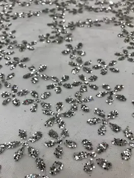 

Wonderful silver glitter African tulle mesh lace fabric best quality glitter nigerian embroidery net lace fabric